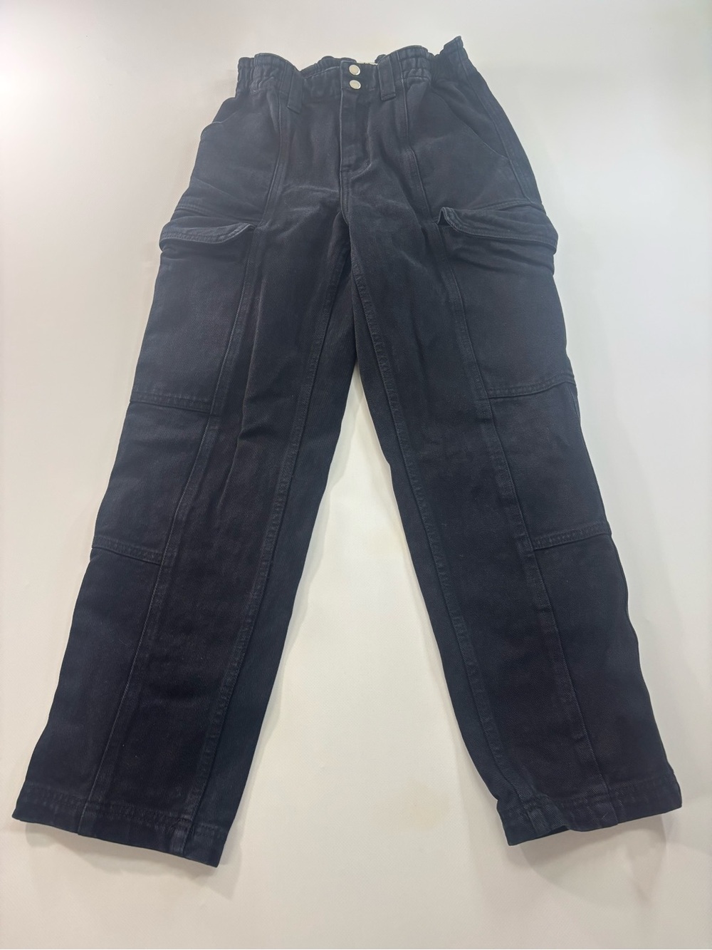 Pacsun Black Elastic Waist Cargo Jeans Size Small Streetwear Utility Pants
